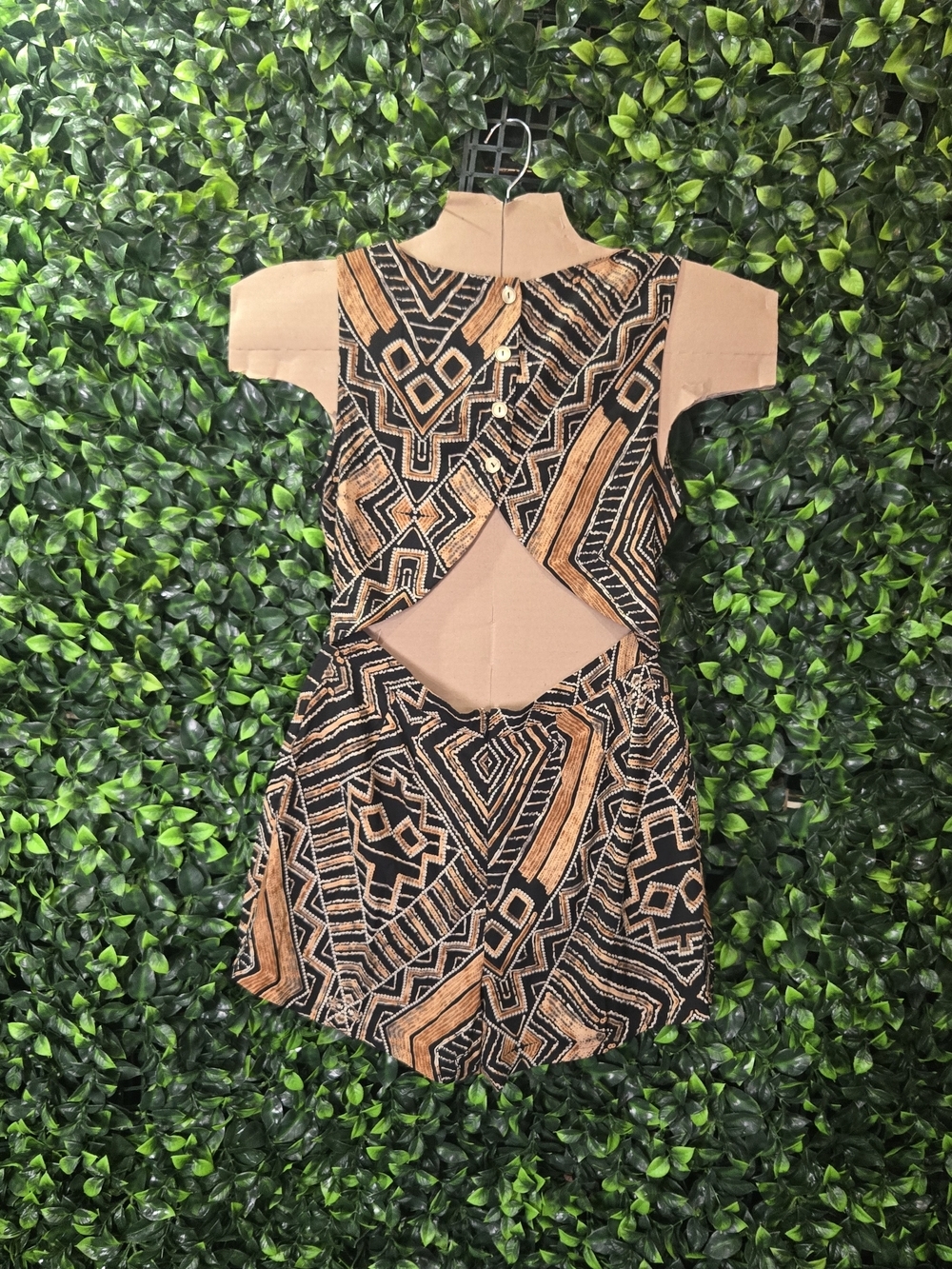 Forever 21 Black and Brown Geometric Print Romper